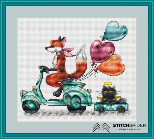 Fox with a cat - final cross stitch pattern