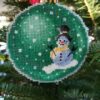 Green Christmas ball - Snowman - Image 3