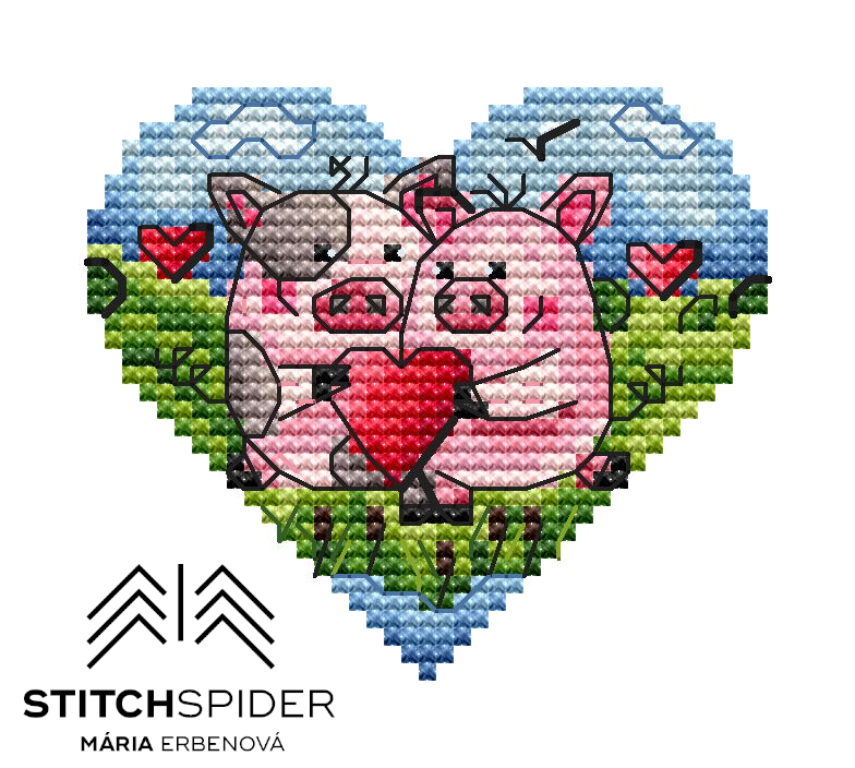 Valentine Heart - Cute piggies