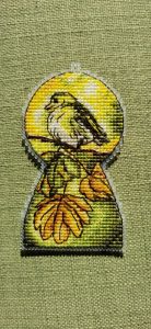 Yellow bird embroidery by Sestakova