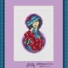 cross-stitch pattern lady with flowers with red peonies