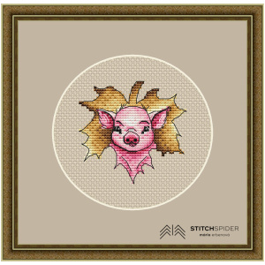Piglet on straw in the frame
