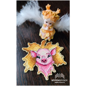 piglet on straw embroidery