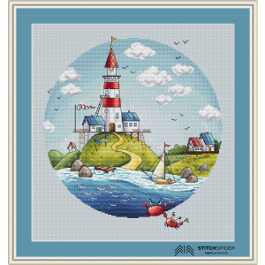 Lighthouse cross stitch pattern, image file