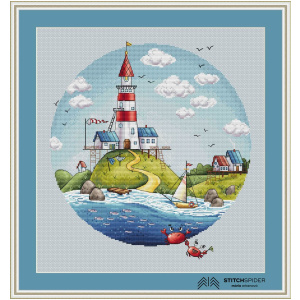 Lighthouse cross stitch pattern, image file