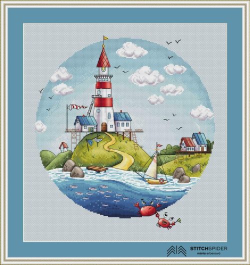 Lighthouse cross stitch pattern, image file
