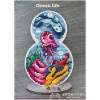 Cross stitch pattern Ocean life on wood