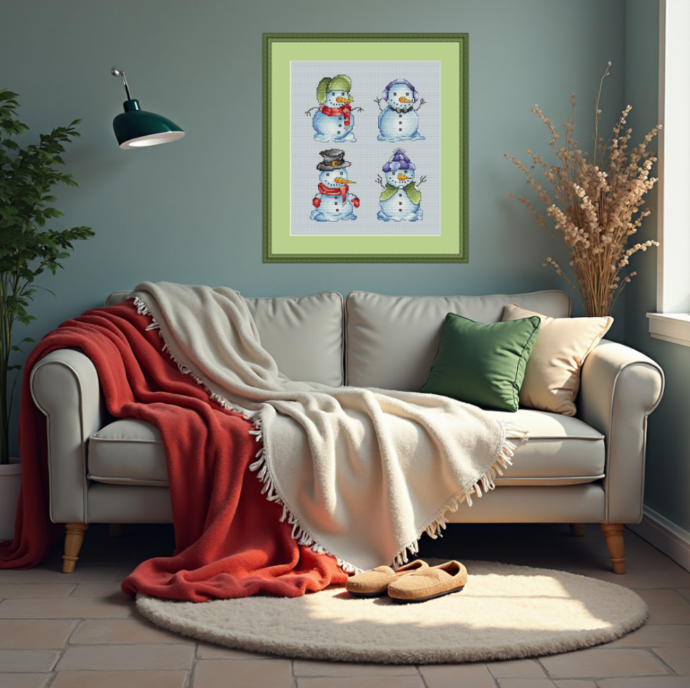 happy snowmen on wall