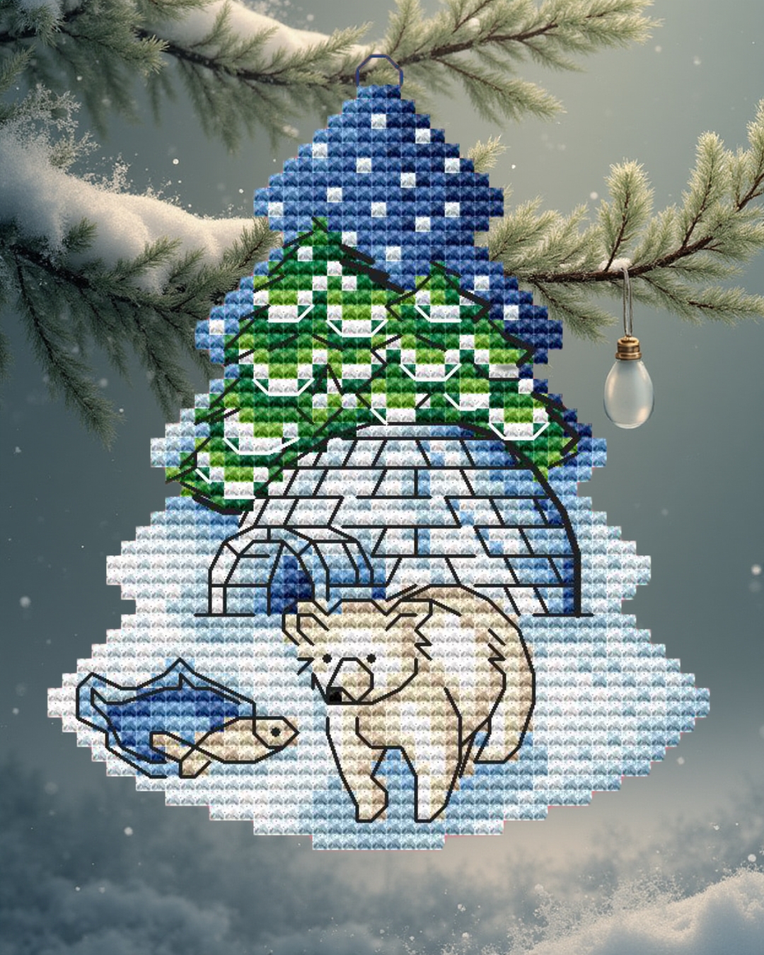 igloo with bear ornament